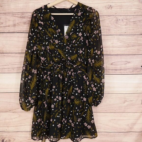 VERO MODA VMHADDIE LS SHORT GATHERING DRESS FLORAL SHEER WOMENS SIZE S NEW! - Picture 1 of 11